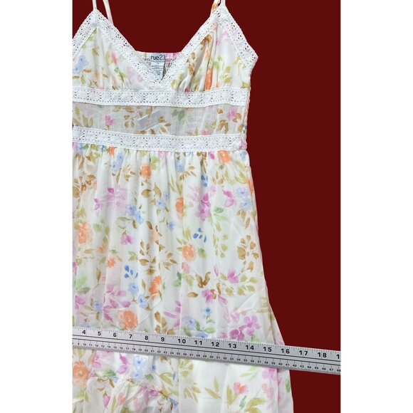 Rue 21 - Women's Summer Sleeveless High Low Hem Ruffle Floral Dress - White - XS - Picture 5 of 16